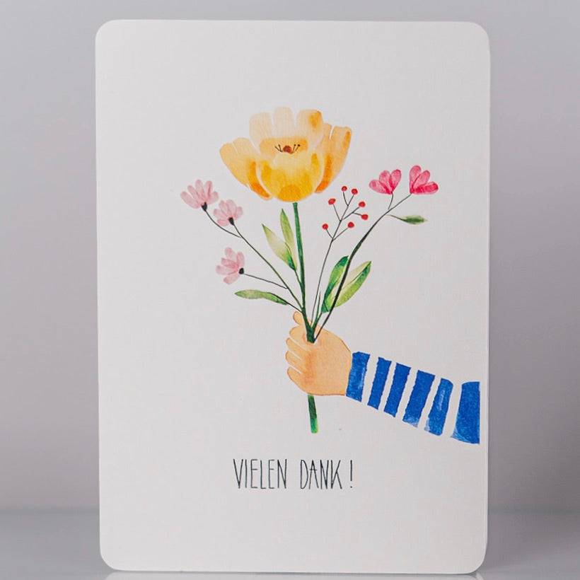 Danke Postkarte mit Blumenstrauß