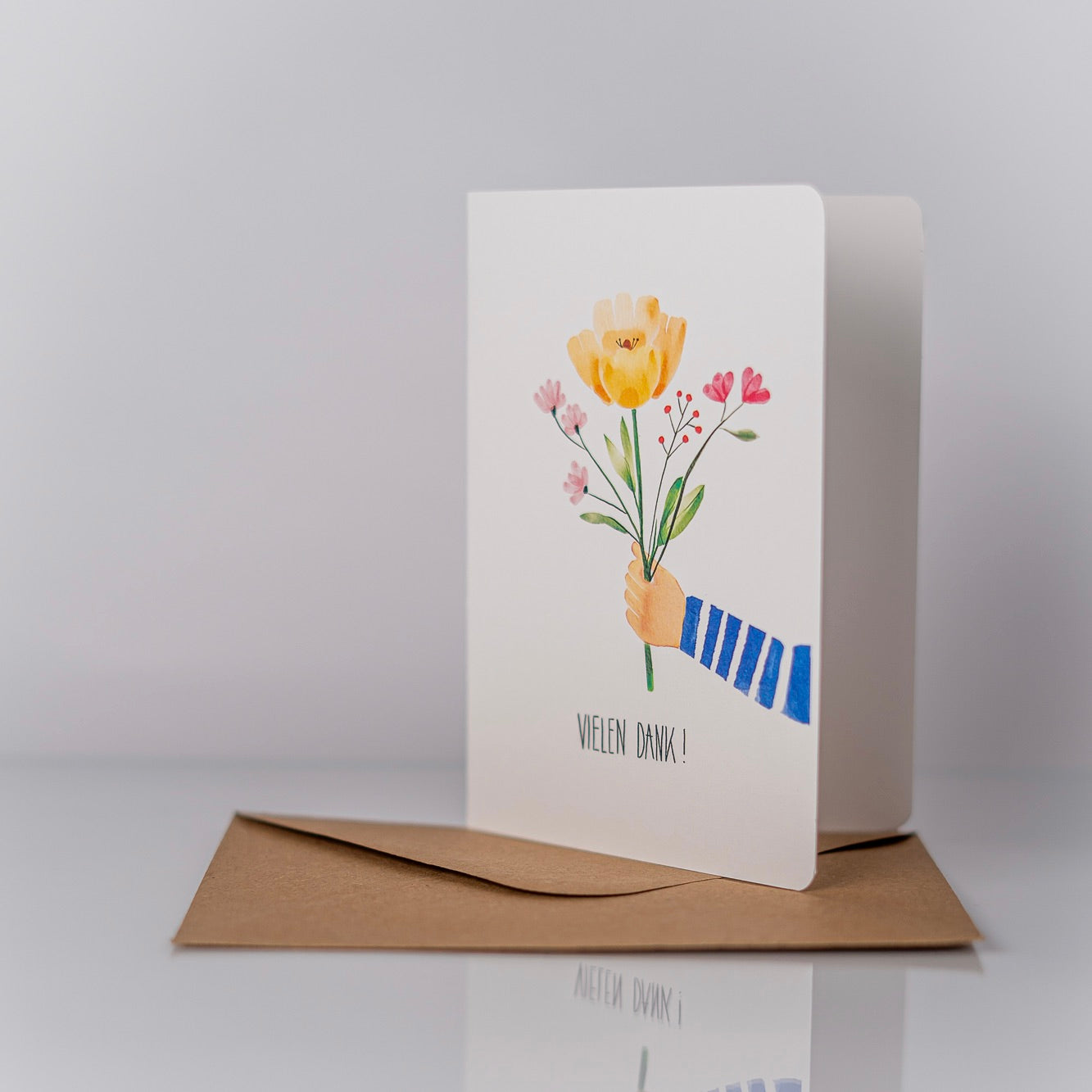 Danke Postkarte mit Blumenstrauß
