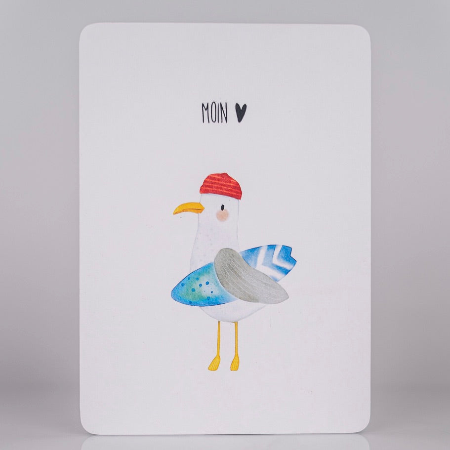 Möwe mit Surfbrett