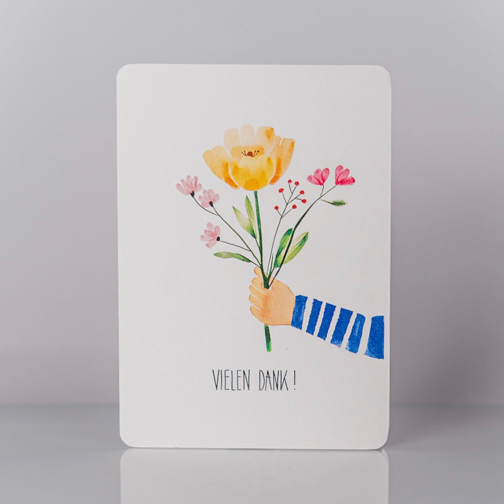 Danke Postkarte mit Blumenstrauß