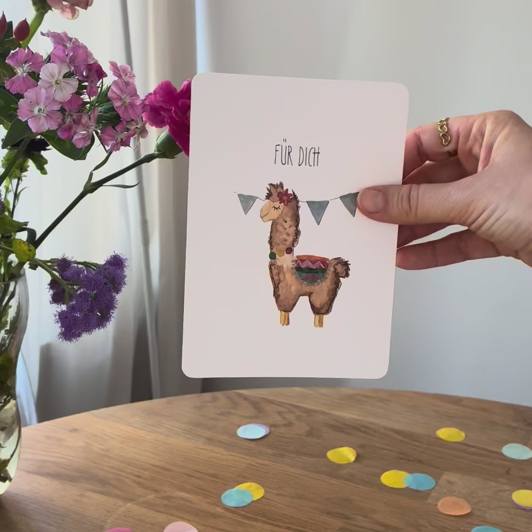 Postkarte mit Lama - Für Dich