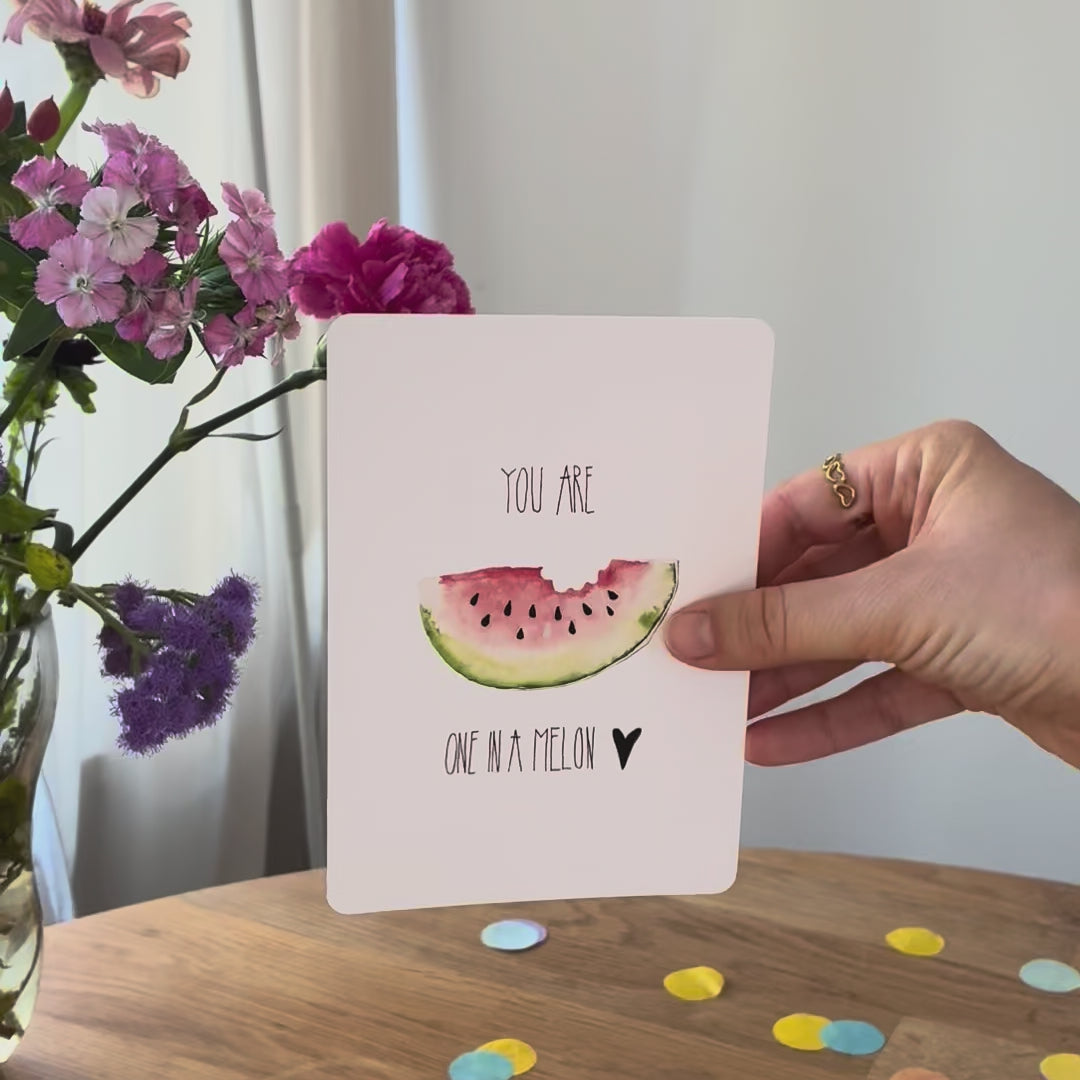 Postkarte mit Melone - You Are One in a Melon