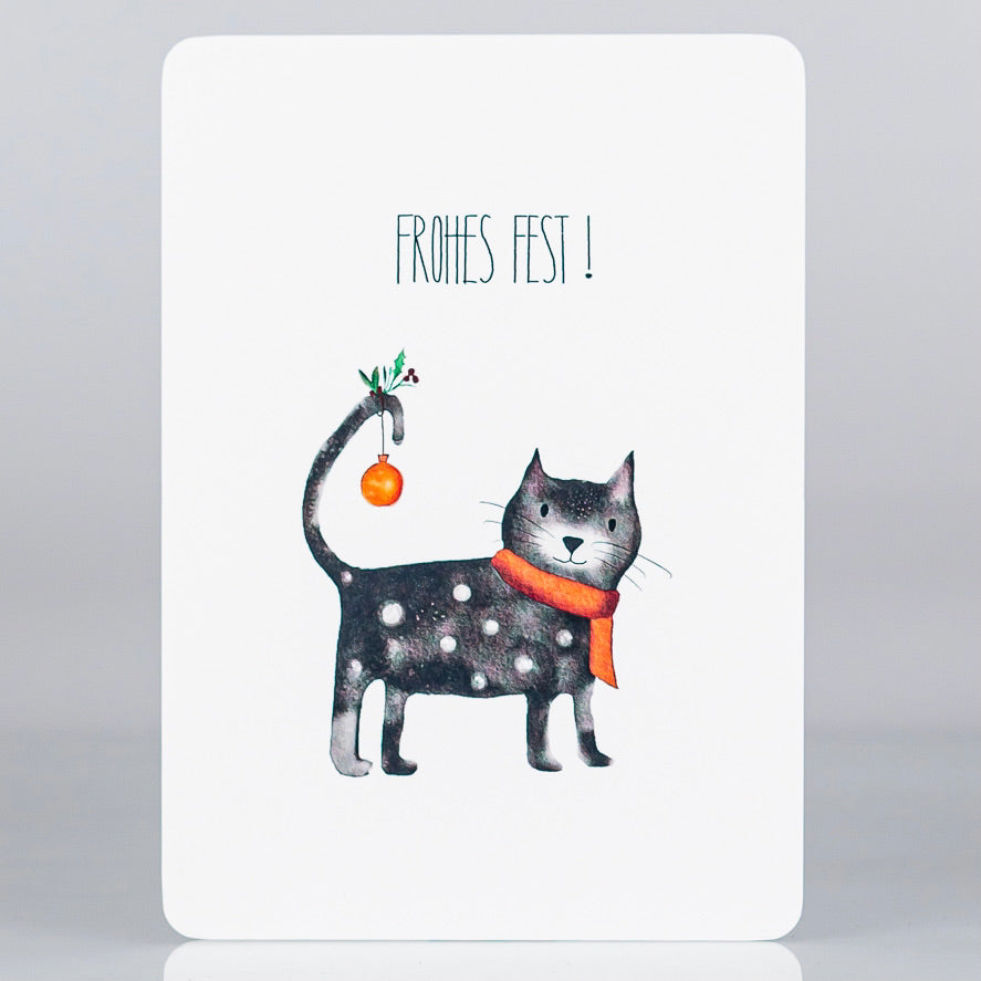 Postkarte Katze - Frohes Fest