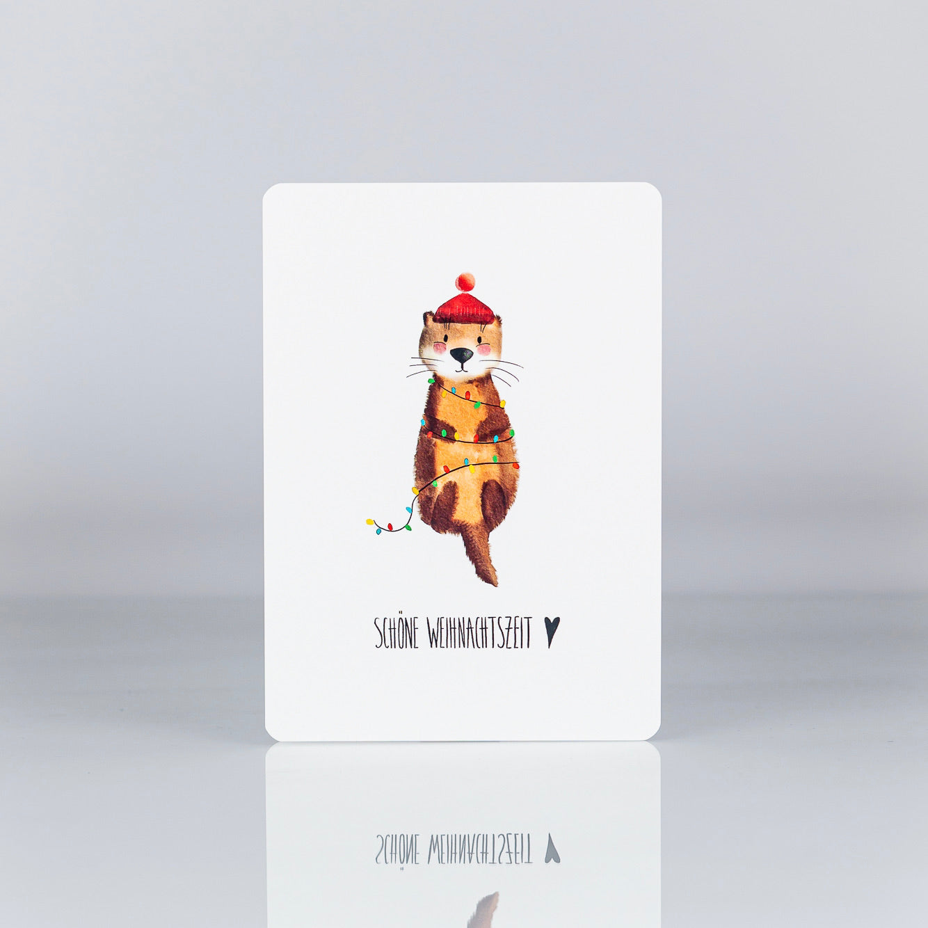 Postkarte mit Otter - Schöne Weihnachtszeit
