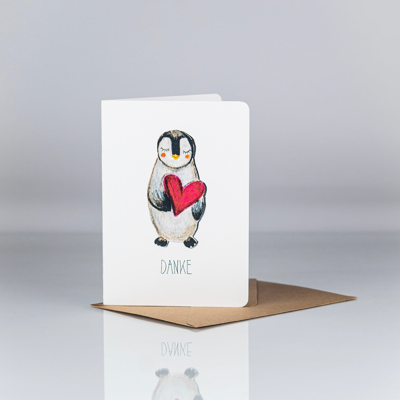 Danke Postkarte mit Pinguin